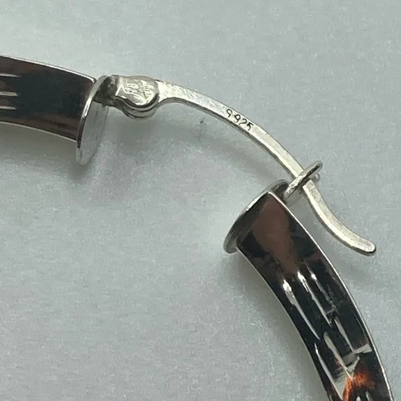 Vtg Sterling Silver Large Textured Etched Hoop Earrings / 2” - Picture 7 of 8